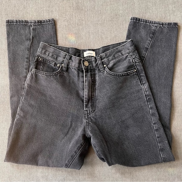 TOTEME Straight Leg Jeans Twisted Seam Washed Black Grey 26 - Picture 6 of 8